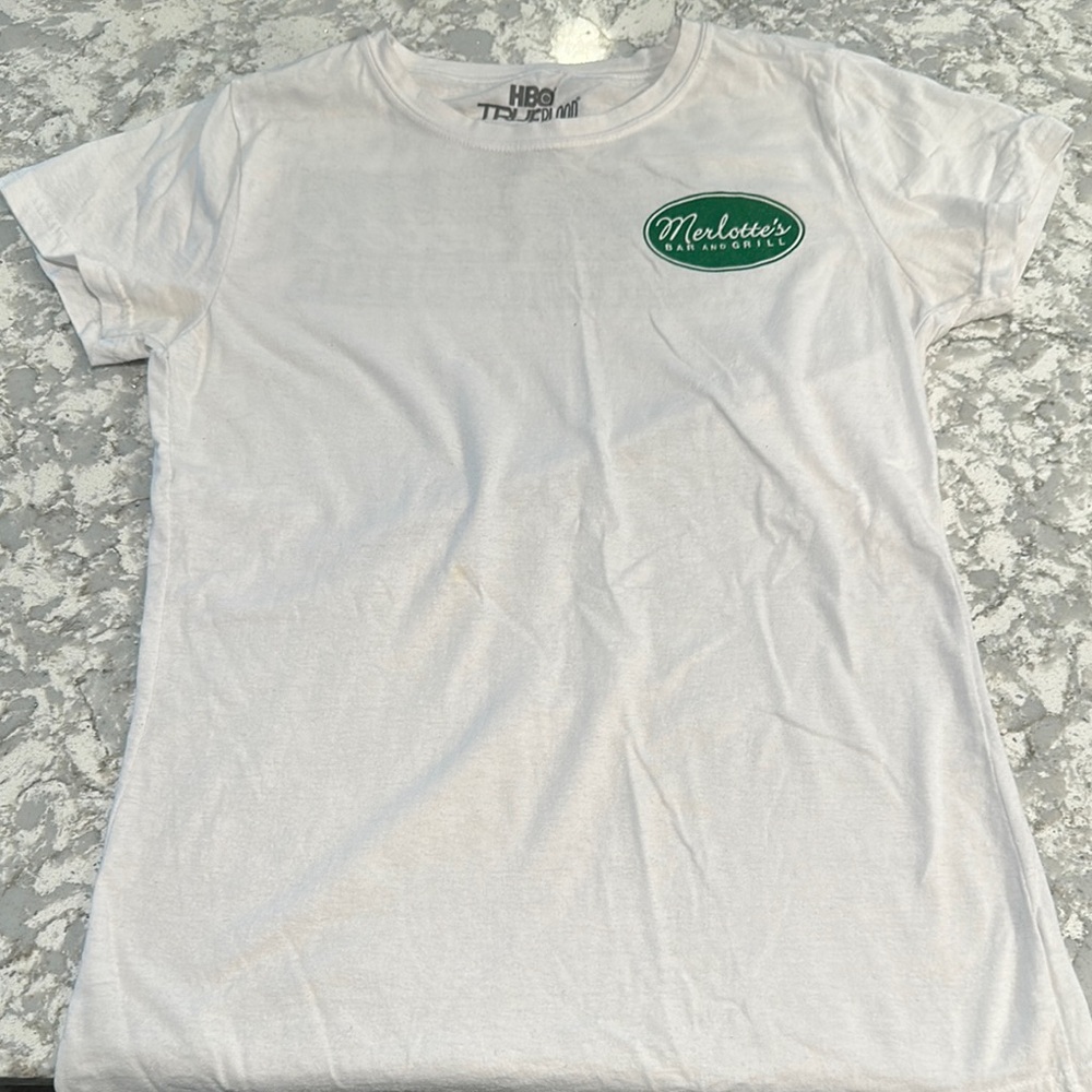 White T-Shirt with Merlotte's Logo from true blood